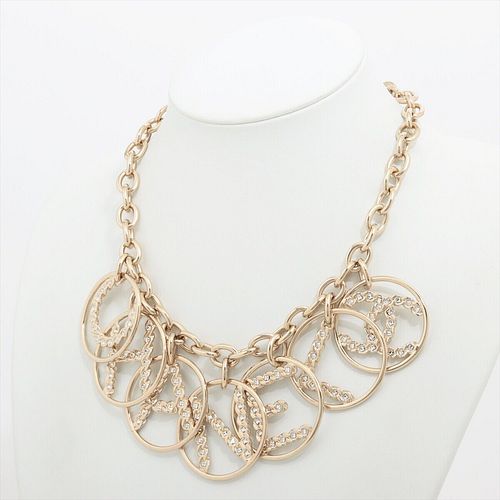 CHANEL COCO MARK GOLD PLATED RHINESTONE NECKLACE