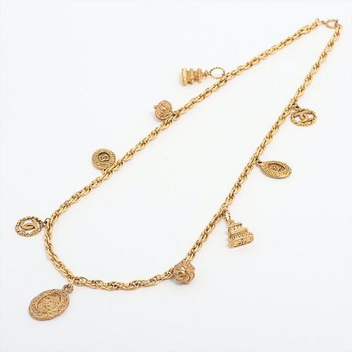 CHANEL COCO MARK ICON GOLD PLATED NECKLACE