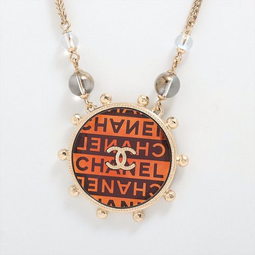 CHANEL COCO MARK GOLD PLATED PENDANT NECKLACE