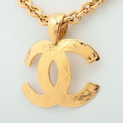 CHANEL COCO MARK GOLD PLATED LOGO NECKLACE