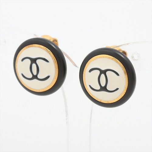 CHANEL COCO MARK GOLD PLATED RESIN EARRINGS