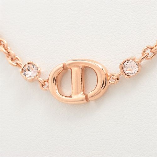 DIOR CD NAVY PINK GOLD PLATED RHINESTONE NECKLACE