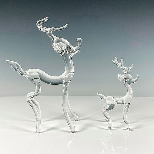 Pair of Clear Glass Rudolph Figurines