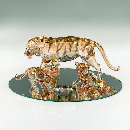 3pc Swarovski Crystal Figurines, Tiger and Cubs