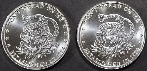 (2) 1 OZ .999 SILVER DON’T TREAD ON ME ROUNDS