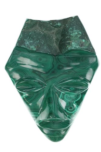 Colombian Malachite "Face Mask" Carved Sculpture