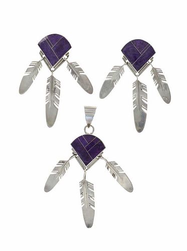 Navajo Ray Tracey Sugilite Earring & Necklace Set