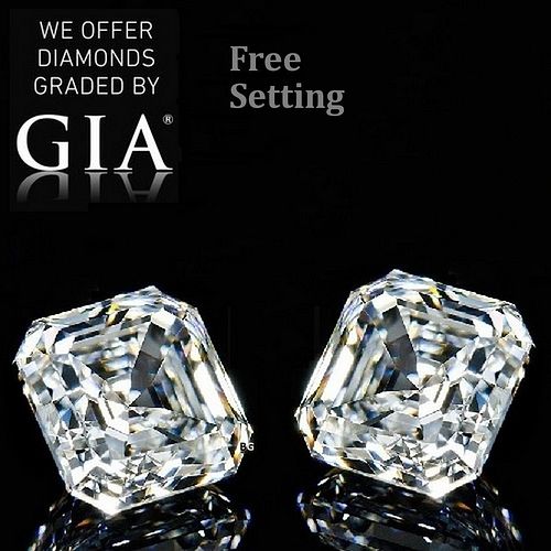 4.51 carat diamond pair, Square Emerald cut Diamonds GIA Graded 1) 2.21 ct, Color G, VVS2 2) 2.30 ct, Color G, VS1. Appraised Value: $162,200 