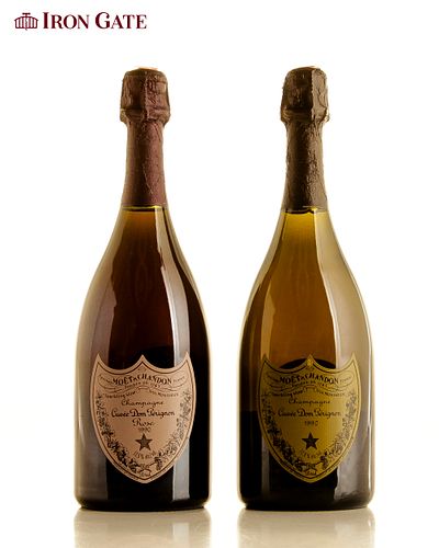 1990 Dom Perignon Rose Brut Champagne and Brut Champagne - 750ml - 2 bottle(s)