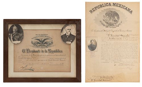 Diploma  y Nombramiento para José Trinidad Mercado. México, 1910, 1920.  Piezas:  2.