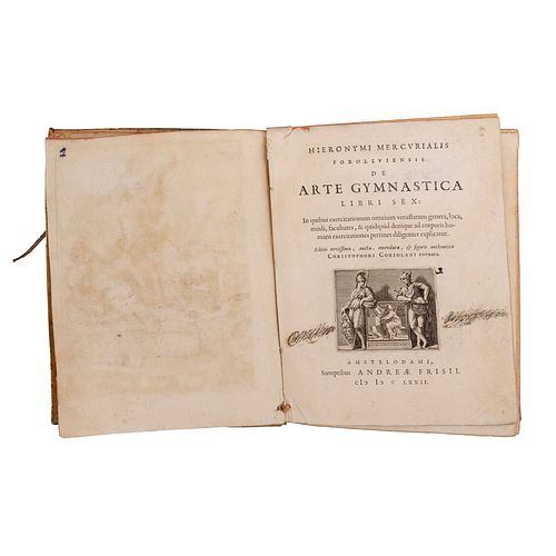 Mercurialis Foroliviensis, Hieronymi. De Arte Gymnastica Libri Sex. Amstelodam,1672. Fronstisicio y 27 láminas.