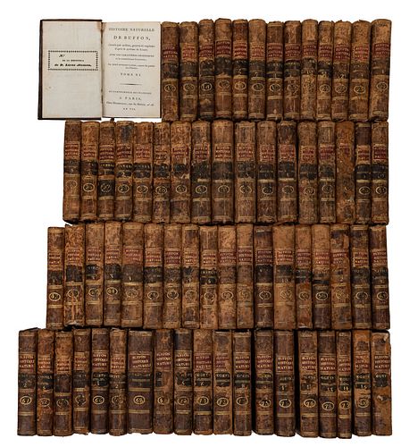 Conde de Buffon. Histoire Naturelle. Paris: Deterville, an VII-XI (1798- 803). Tomos 11-80. Láminas coloreadas. Piezas: 68.