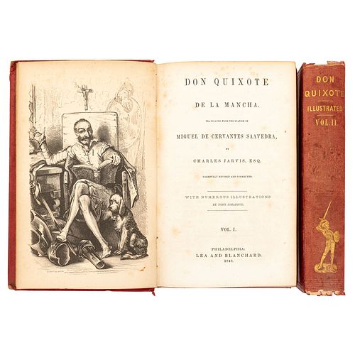 Cervantes Saavedra, Miguel de. Don Quixote de la Mancha. Philadelphia: Lea and Blanchard, 1847. With numerous illustrations.