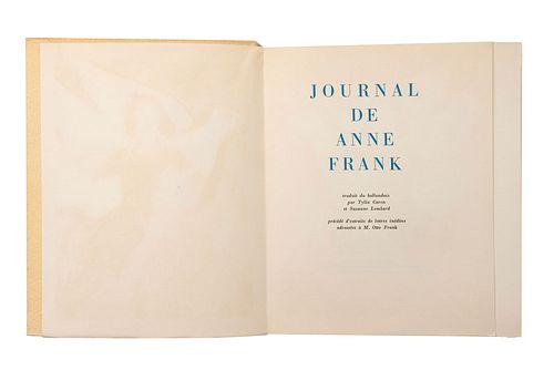 Frank Anne - Chagall Marc. Journal de Anne Frank. Paris: Imprimerie Tournon, 1959. 4o. marquilla, 317 p. + 2 h., hojas...