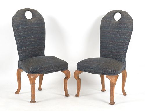 Pair of Continental Rococo Style Upholstered Side Chairs