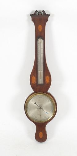 English Mahogany Wheel Barometer, Cattely and Co. London 