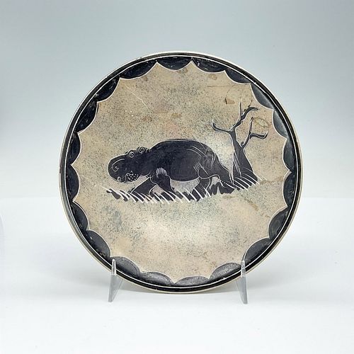 African Carved Soapstone Hippopotamus Bowl