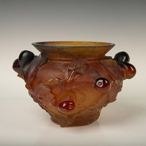 Daum Pate de Verre Art Glass Amber Crystal Bowl