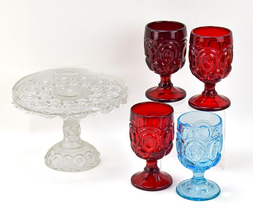 LE SMITH MOON AND STARS GOBLETS AND CAKE STAND