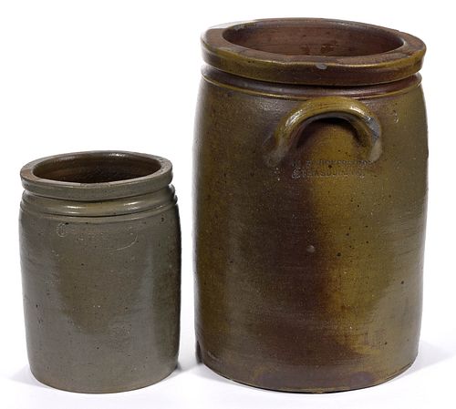 STAMPED SHENANDOAH VALLEY OF VIRGINIA STONEWARE JARS, LOT OF TWO