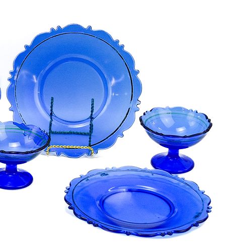 MT PLEASANT COBALT BLUE GLASSWARE 