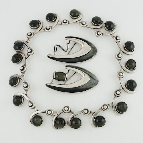 Sigi Pineda (Mexican, b. 1929) Sterling Silver Broochs PLUS Necklace