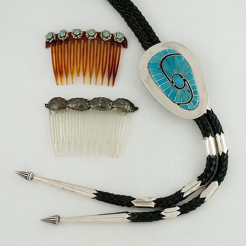 Southwestern Silver Bolo and Hair Clips