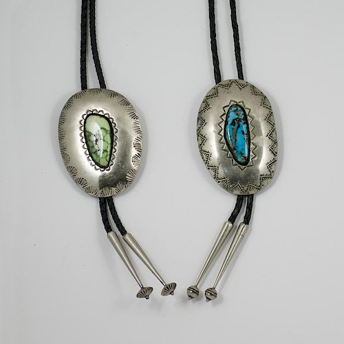 Navajo Silver Bolos Ties with Turquoise for Southwestern Sweethearts