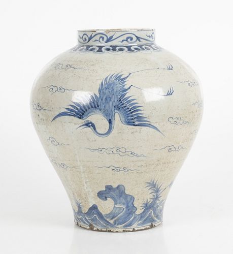 A Large Korean Blue and White Jar, Joseon Dynasty 