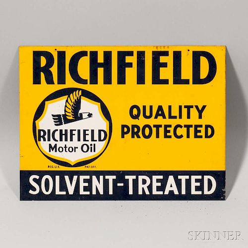 Double-sided "Richfield Quality Protected Solvent-Treated" Metal Sign