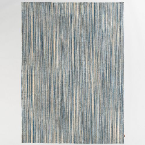 Blue and White Stripe Flatweave Carpet