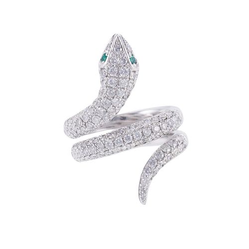 Effy 14k Gold Diamond Emerald Snake Coil Ring