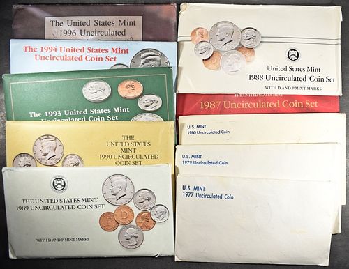 1977, 79-80, 87-90, 93-94, 96 US MINT SETS