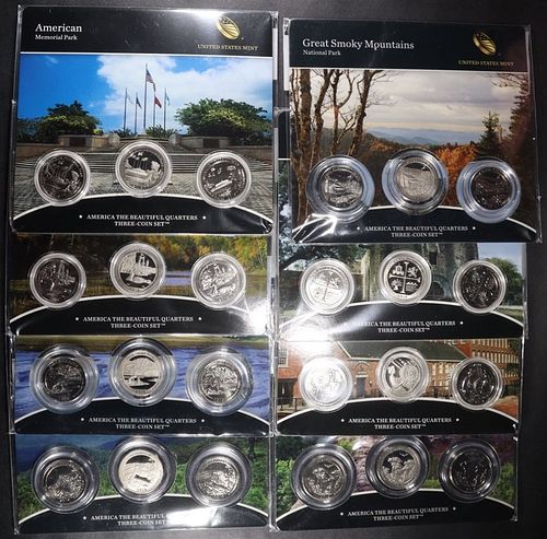 (8) MISC AMERICA THE BEAUTIFUL 3-COIN SETS