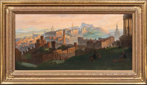 VIEW OF EDINBURGH FROM SUNSET OIL PAINTING