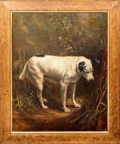  PORTRAIT OF "DANDY" A JACK RUSSELL TERRIER OIL PAINTING