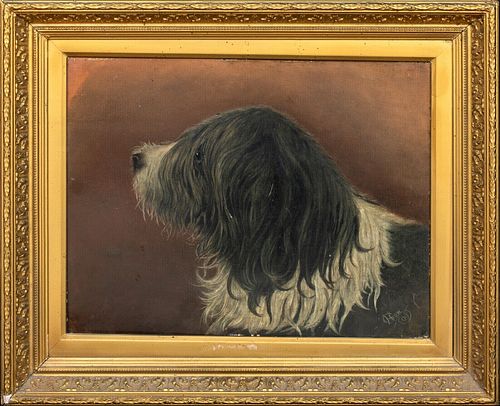 PORTRAIT OF "BRUTUS" AN OLD ENGLISH SHEEPDOG OIL PAINTING