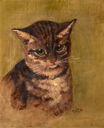 PORTRAIT OF A CAT OIL PAINTING