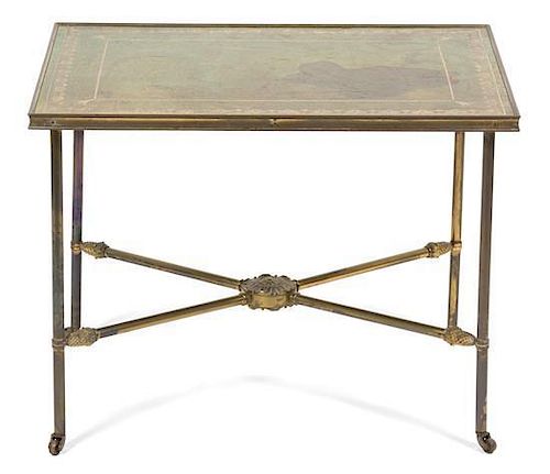 A Neoclassical Style Gilt Metal Occasional Table Height 19 x width 25 1/3 x depth 18 1/2 inches.