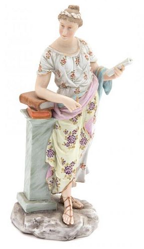 A German Porcelain Figure of a Muse Height 9 inches.