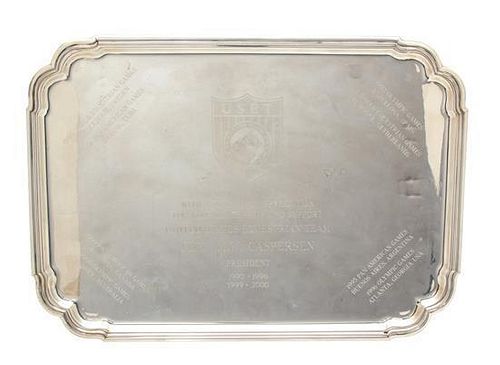 An American Engraved Silver Tray, Tiffany & Co., New York, NY, 20th Century, from the U.S. Equestrian Team