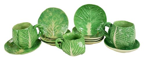 Nine Dodie Thayer Lettuceware Cups with Saucers