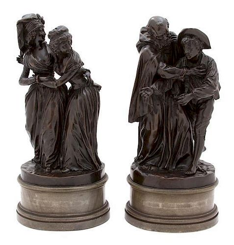 Simon Louis Boizot, (French, 1743-1809), A Pair of Bronzes titled Frere Philippe et Les Oies