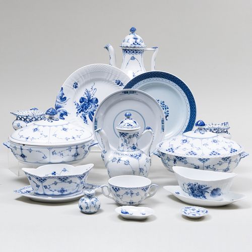 Group of Royal Copenhagen Porcelain Table Wares in 'Blue Lace' Patterns