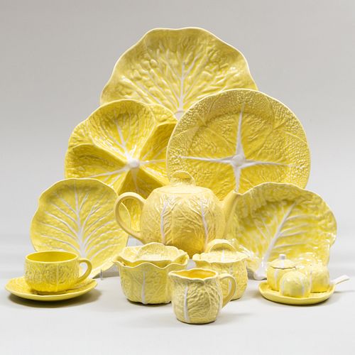 Portuguese Yellow Glazed Porcelain Lettuce Ware Service