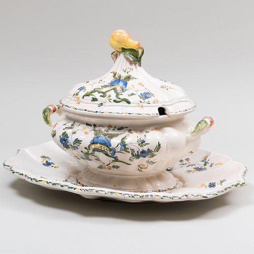 Italian Faience Tureen, Cover and Underplate