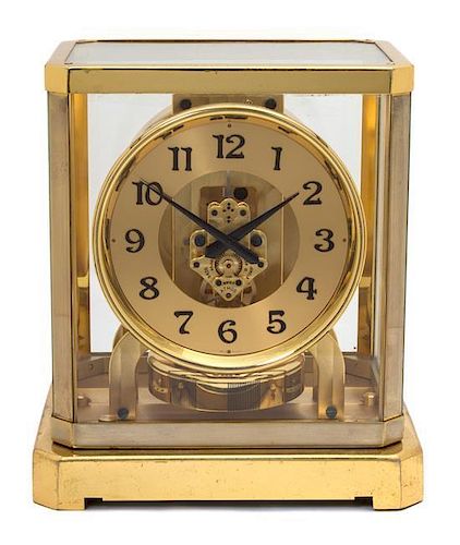A Le Coultre Co. Atmos Mantel Clock Height 9 1/4 inches.