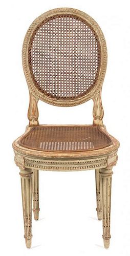 A Louis XVI Style Painted Side Chair Height 35 inches.