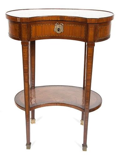 A Louis-Phillipe Style Inlaid Mahogany Side Table Height 28 1/2 x width 21 x depth 14 1/2 inches.