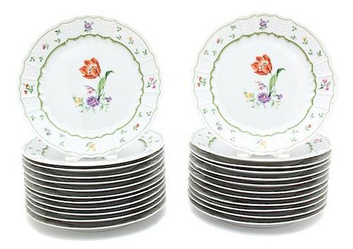Twenty-Four Heinrich Chambord Porcelain Dinner Plates Diameter 10 1/2 inches.